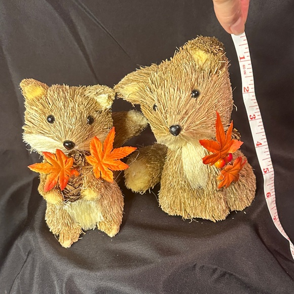 Adorable Straw Fox Decor Set with Orange Accents - Picture 2 of 4